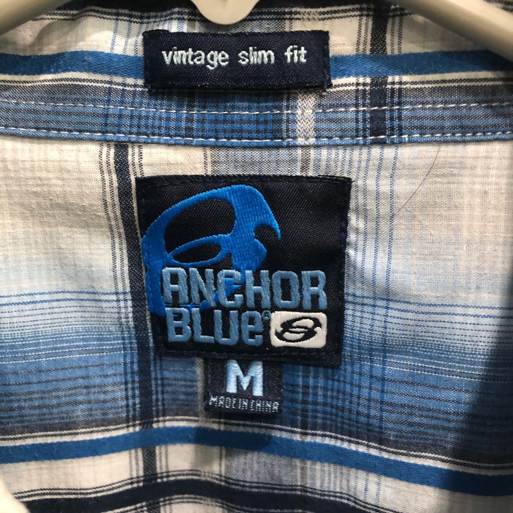 Men's Anchor Blue Short-Sleeve Button Down - Picture 4 of 4